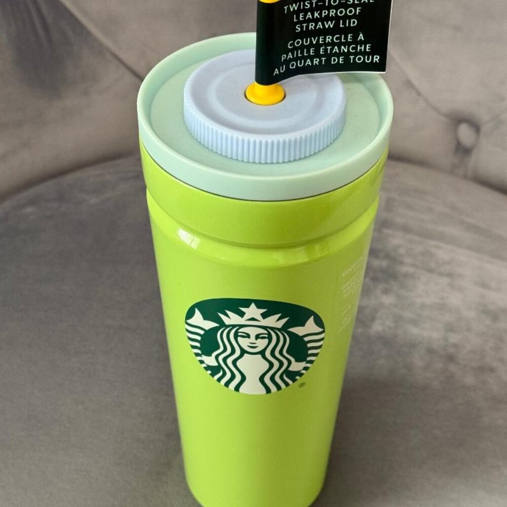 Starbucks Green Stainless Steel Tumbler Twist-To-Seal Leakproof Straw Lid NWT - Picture 3 of 6